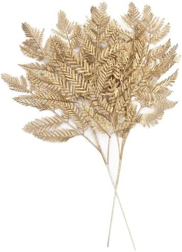 Artificial Golden Plants for Christmas Decoration Tall 30 Inch, Fake Fern Leaves Simulation Persi... | Amazon (US)