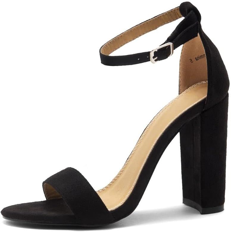 Herstyle Womens Rosemmina Open Toe Ankle Strap Chunky Block High Heel Dress Pump Sandal | Amazon (US)