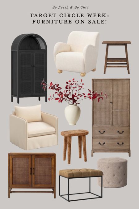 Target Circle Week: What’s in stock today and on sale!
-
Studio mcgee furniture sale - threshold studio mcgee target furniture - Berea armchair velvet - cream armchair - Rumi upholstered armchair with ball feet - rectangle wood accent table - oval wood accent table - upholstered round ottoman brown - neutral furniture - brown wood cabinet with doors and drawers - black arched wood and wicker cabinet - eucalyptus arrangement red faux Studio McGee - tufted leather ottoman with metal base - dark brown wood cabinet with rattan doors 

#LTKhome #LTKfindsunder100 #LTKsalealert