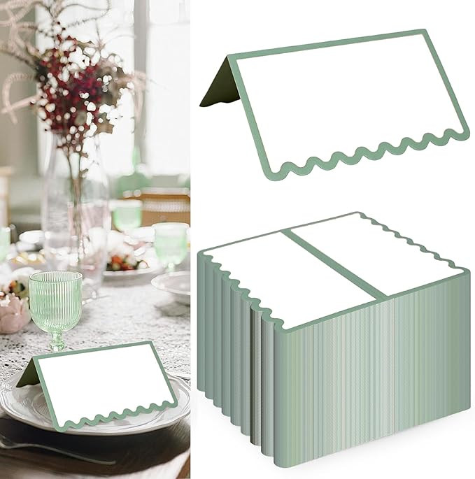 150 PCS Sage Green Place Cards for Table Setting,Blank Place Cards,Wedding Name Cards,Seating Car... | Amazon (US)