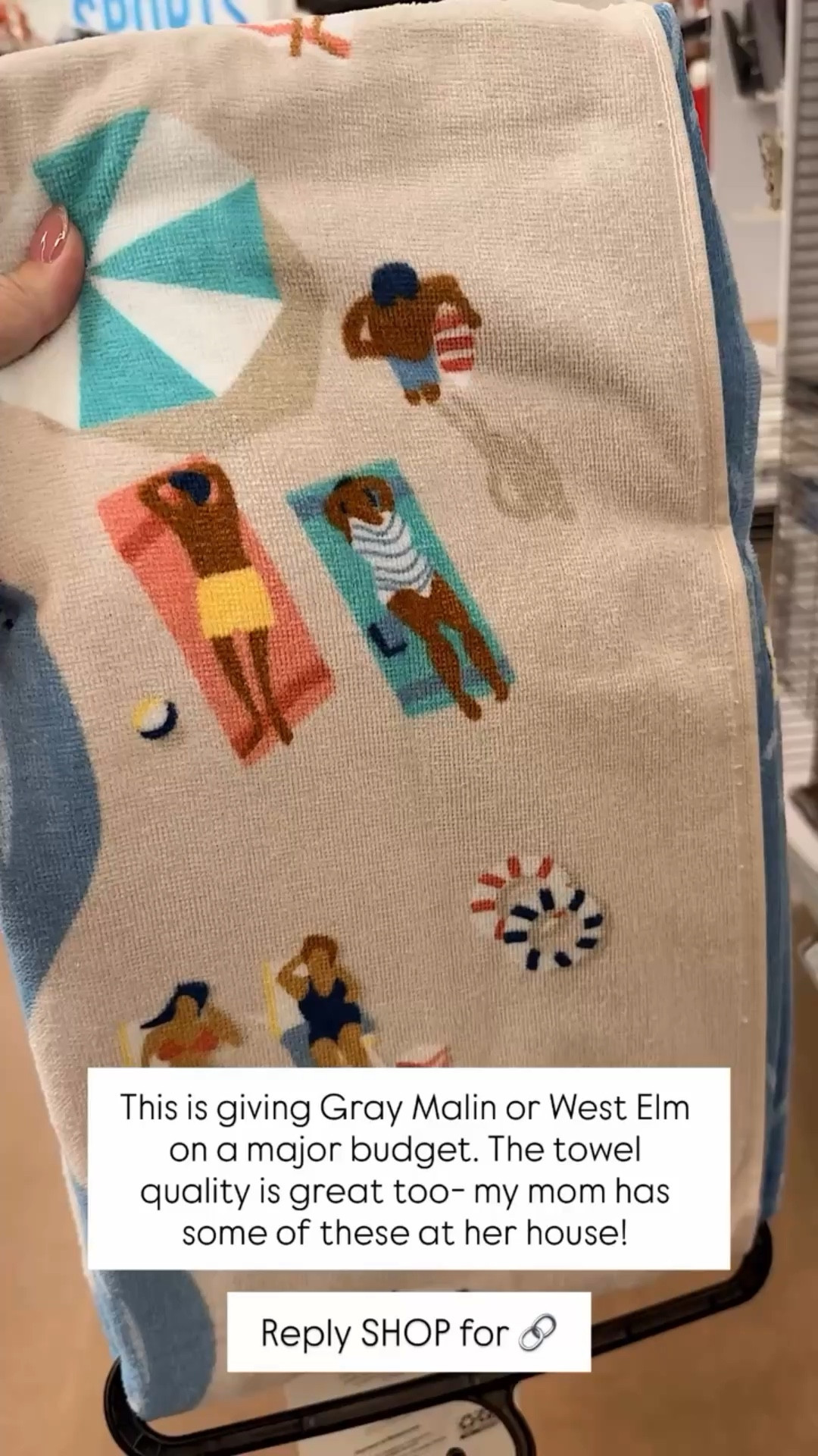 This is giving Gray Malin or West Elm on a major budget. The towel quality is great too- my mom has some of these at her house! Reply SHOP for 🔗