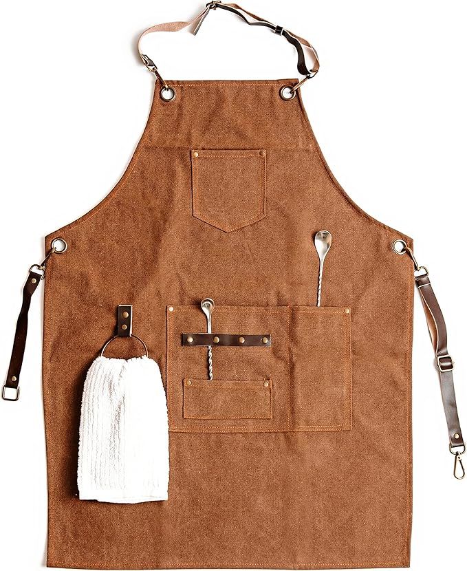 Barista Apron, Canvas Apron, BBQ Apron for Men, Bartender Apron | Amazon (US)