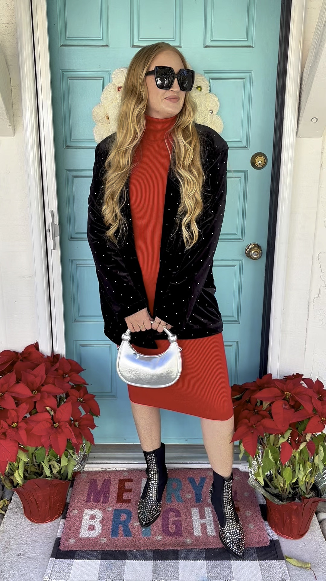 Day 8 of festive Christmas outfits! A red turtleneck sweater dress layered with a velvet rhinestone blazer, just add sparkly accessories and studded booties! 

Wearing M in sweat dress and blazer at 150 lbs and 5’7” ♥️

Christmas Outfit Idea 🎄 plaid skirt and a red blazer with studded flats and a textured little purse ♥️

Sweater dress, velvet blazer, silver purse, dressy blazer, New Year’s Eve outfit, Christmas party outfit, holiday party look, festive outfit, holiday look, Christmas dress, festive Christmas outfit, Christmas skirt, Christmas style, Christmas look, holiday style, holiday outfit, holiday look, Amazon holiday style, Target holiday funds, Target Christmas outfit, Target holiday outfit, fuzzy cardigan, holiday style, Christmas style, Christmas Eve look

#LTKParties #LTKHoliday #LTKSeasonal