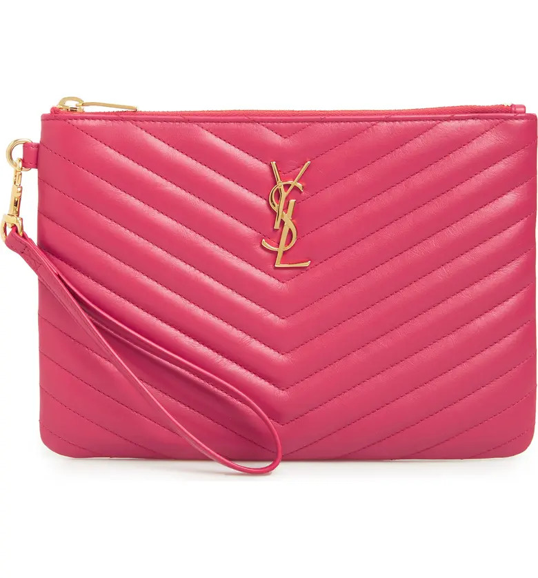 'Small Monogram' Print Leather Wristlet | Nordstrom