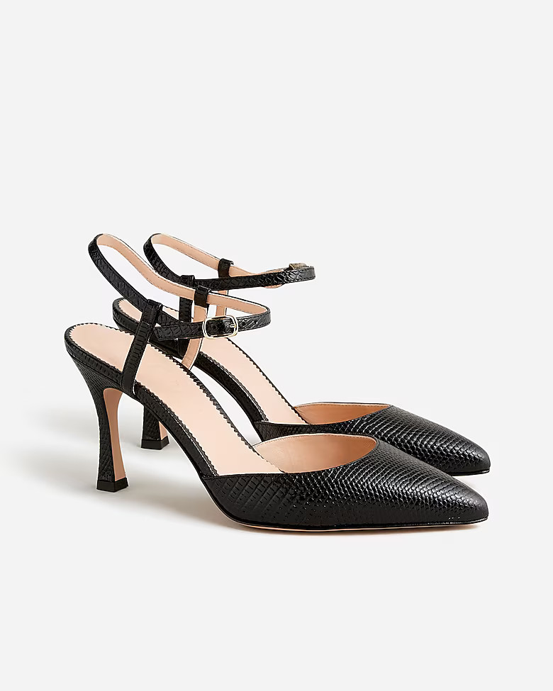 Elsie Made-in-Italy lizard-embossed leather heels | J. Crew US