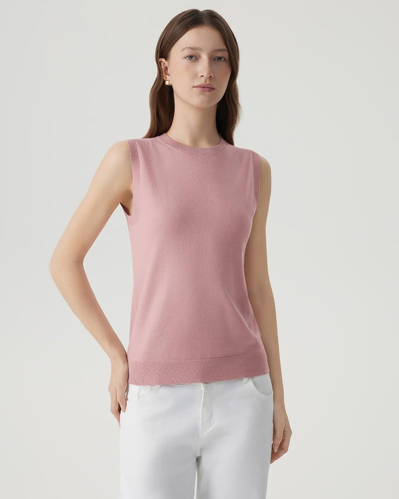 SUUKSESS Women Silk Cashmere Blend Crew Neck Sweater Vests Sleeveless Tank Tops | Amazon (US)