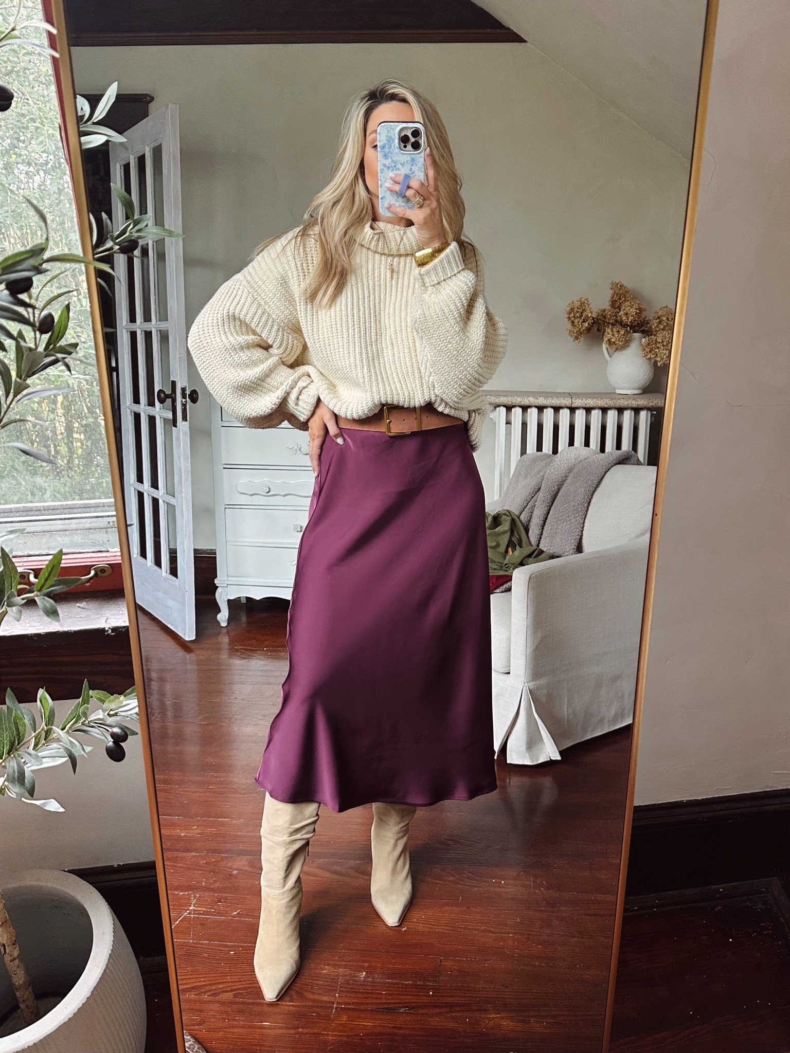 Holiday outfit inspo
Thanksgiving outfit inspo
Free people sweater is 40% off!! I’ve had this at least 3 years! Wearing a small 
Size down in the satin skirt 
Boots are old Vince Camuto 

#LTKHoliday