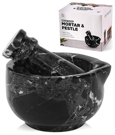 Marble Mortar and Pestle Set Black 3 Inch Handmade Small Spice Grinder for Kitchen - Pill Crusher... | Amazon (US)