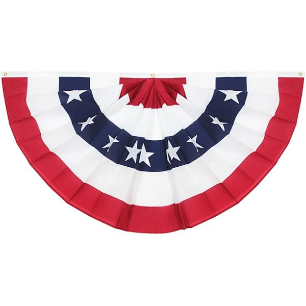 GMOEGEFT USA Pleated Fan Flag, 3x6 Feet American Flag Bunting, United States Patriotic Banner Emb... | Amazon (US)