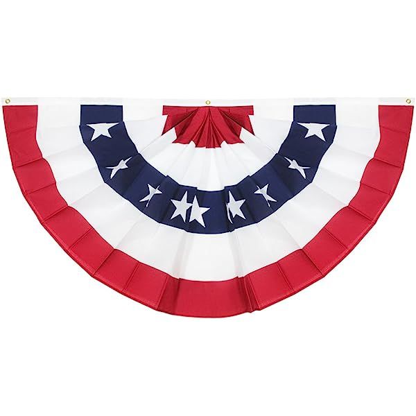 GMOEGEFT USA Pleated Fan Flag, 3x6 Feet American Flag Bunting, United States Patriotic Banner Emb... | Amazon (US)