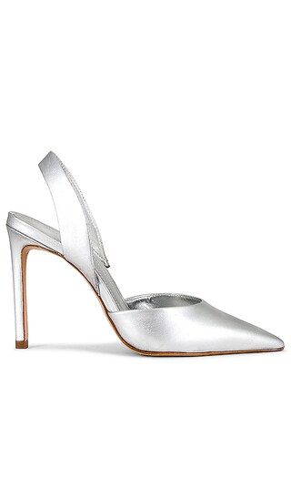 Schutz Lou Sling Back Pump in Metallic Silver. - size 6 (also in 10, 6.5, 7, 7.5, 8, 8.5, 9, 9.5) | Revolve Clothing (Global)