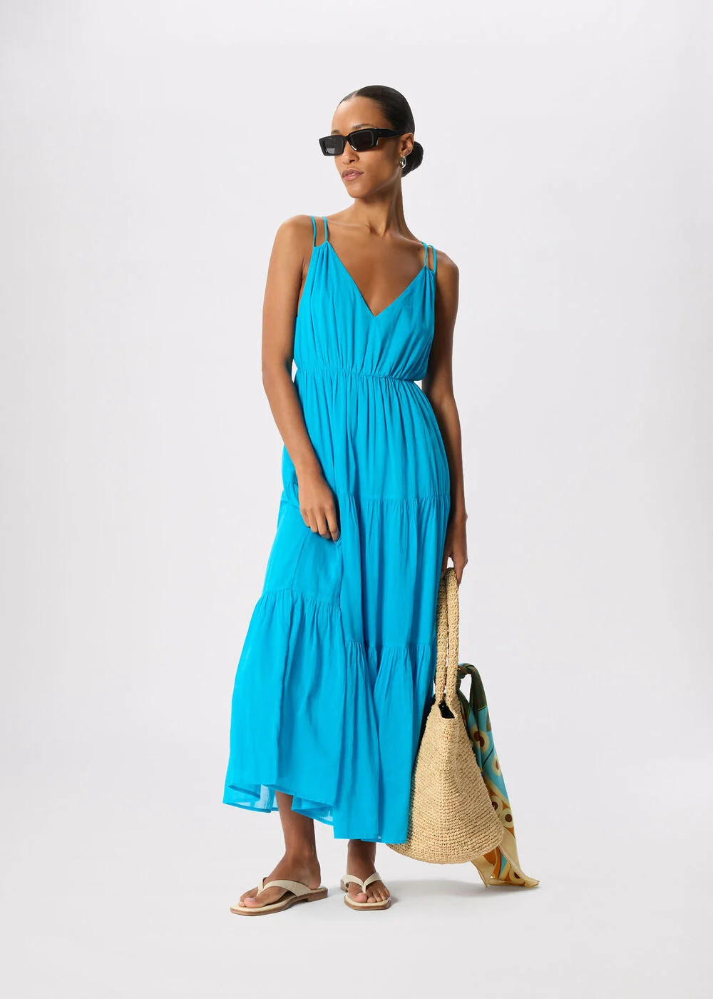 Turquoise Petite Cotton Maxi V Neck Sundress | WHISTLES | Whistles UK | | Whistles
