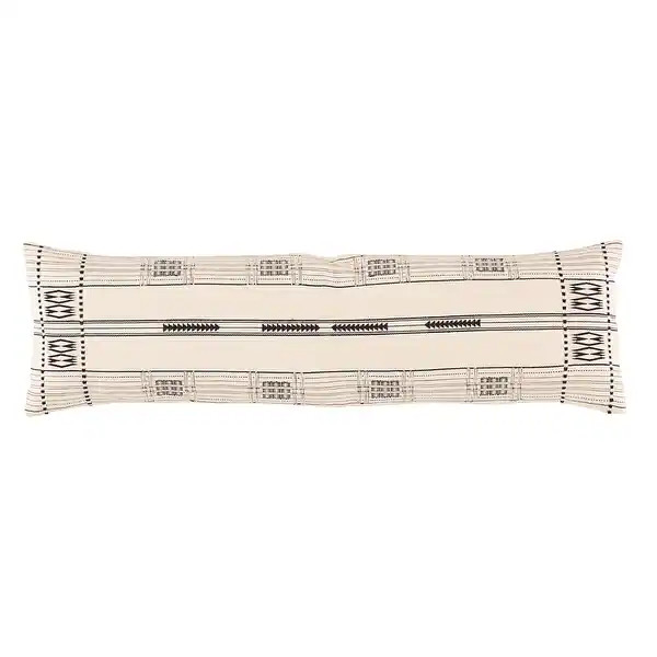 Rama Hand-Loomed Tribal Lumbar Pillow - 13"X48" Polyester Fill - Cream/Black | Bed Bath & Beyond