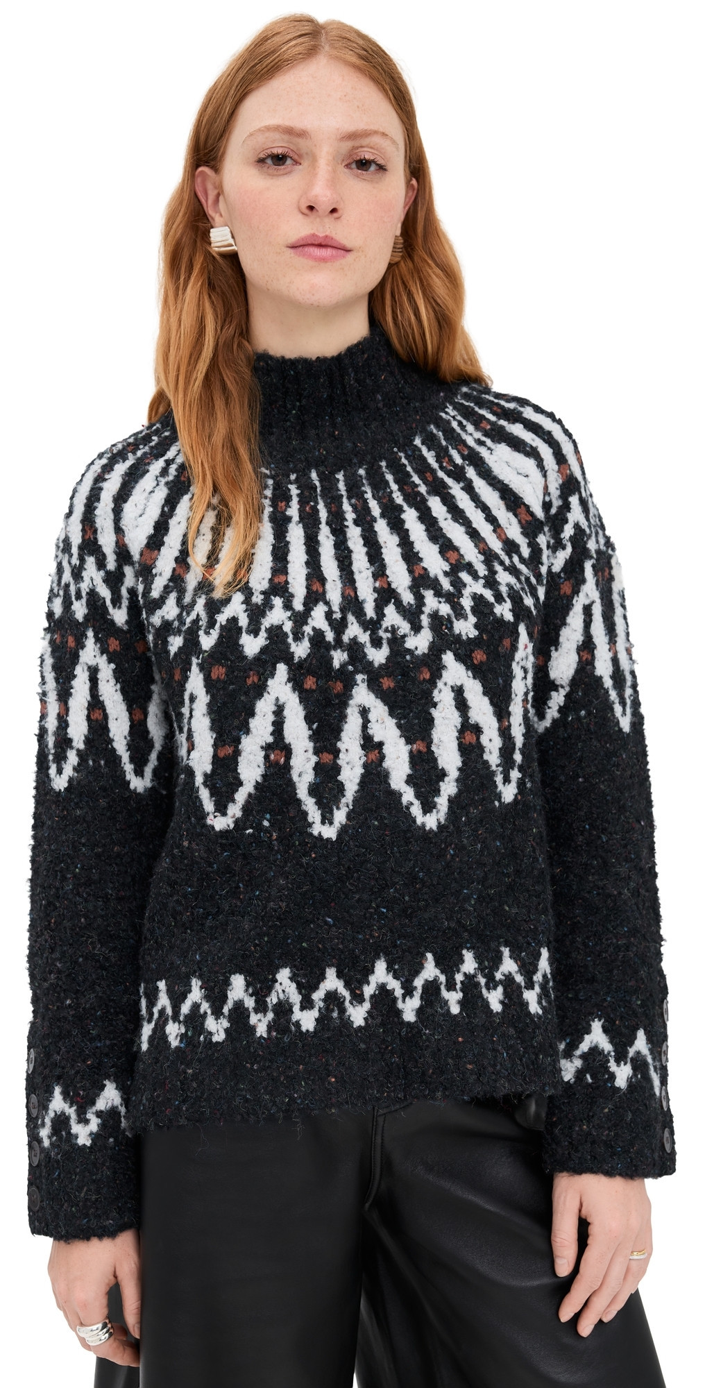 Saylor Vicki Boucle Fair Isle Sweater Black L | Shopbop