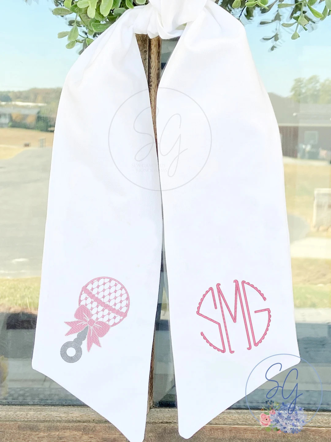 Monogrammed Wreath Sash, Baby Rattle, Shower Decoration, Birth Announcement, Hospital Door Sash, ... | Etsy (US)