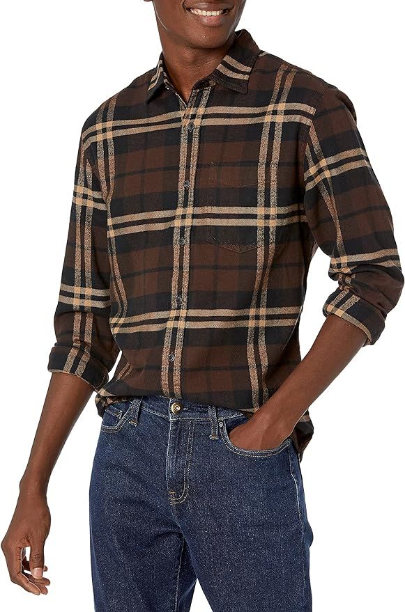 Amazon Essentials Men's Long-Sleeve Flannel Shirt (Available in Plus Size) | Amazon (US)