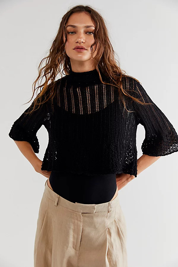Rosalee Sweater by Free People, Black, L | Free People (Global - UK&FR Excluded)