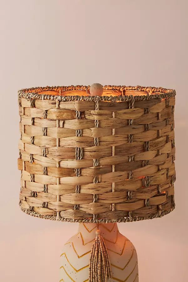 Woven Water Hyacinth Lamp Shade By Anthropologie in Beige Size L | Anthropologie (US)