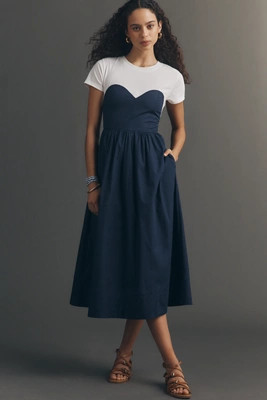 Maeve Bustier Twofer Midi Dress | Anthropologie (US)