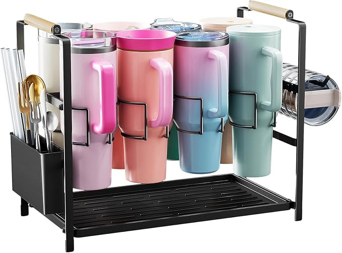Housolution Water Bottle Organizer Drying Rack for 40 oz Tumbler with Handle, Multifunctional Cup... | Amazon (US)