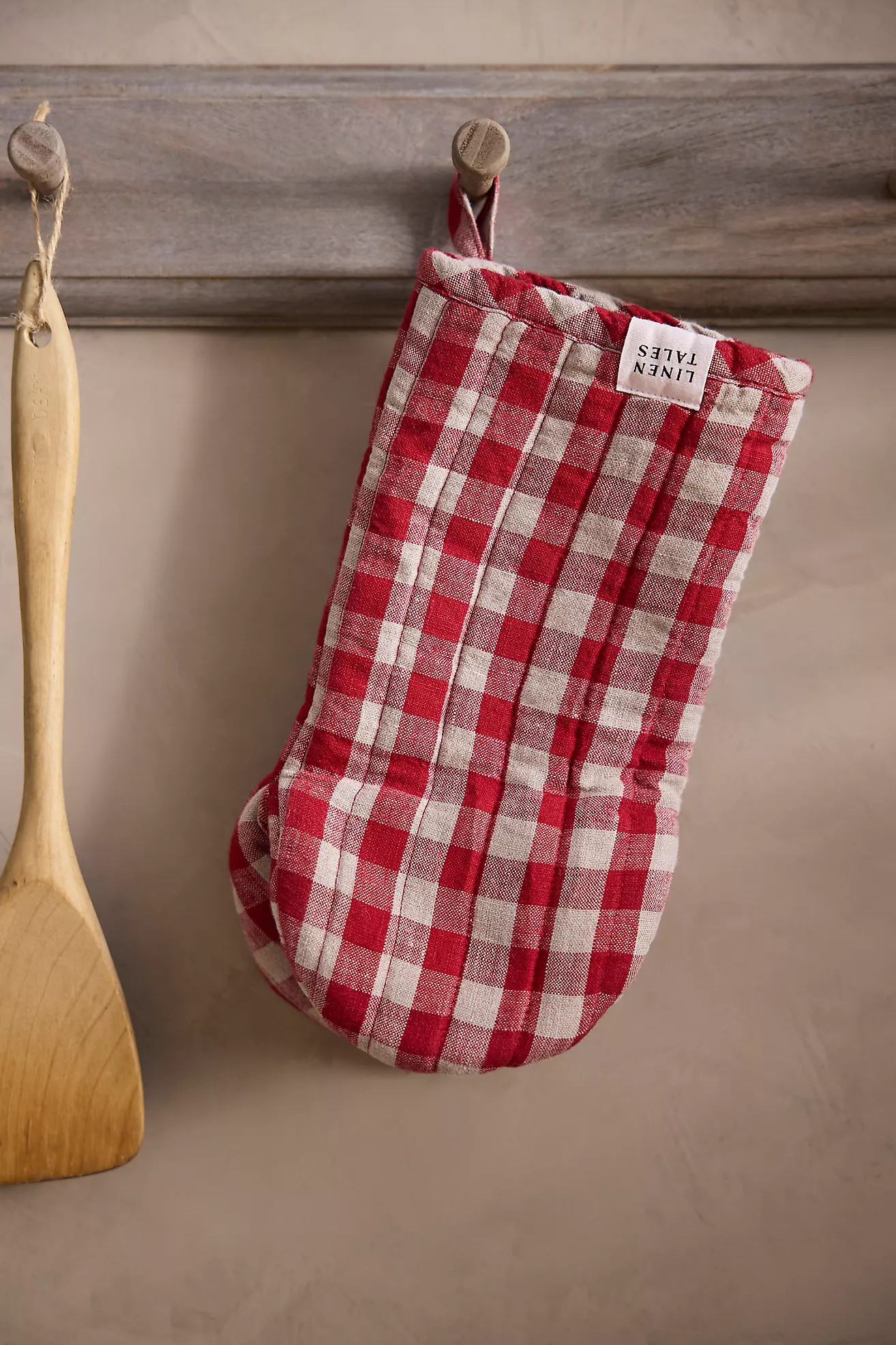 Red Gingham Linen Oven Mitt | Anthropologie (US)