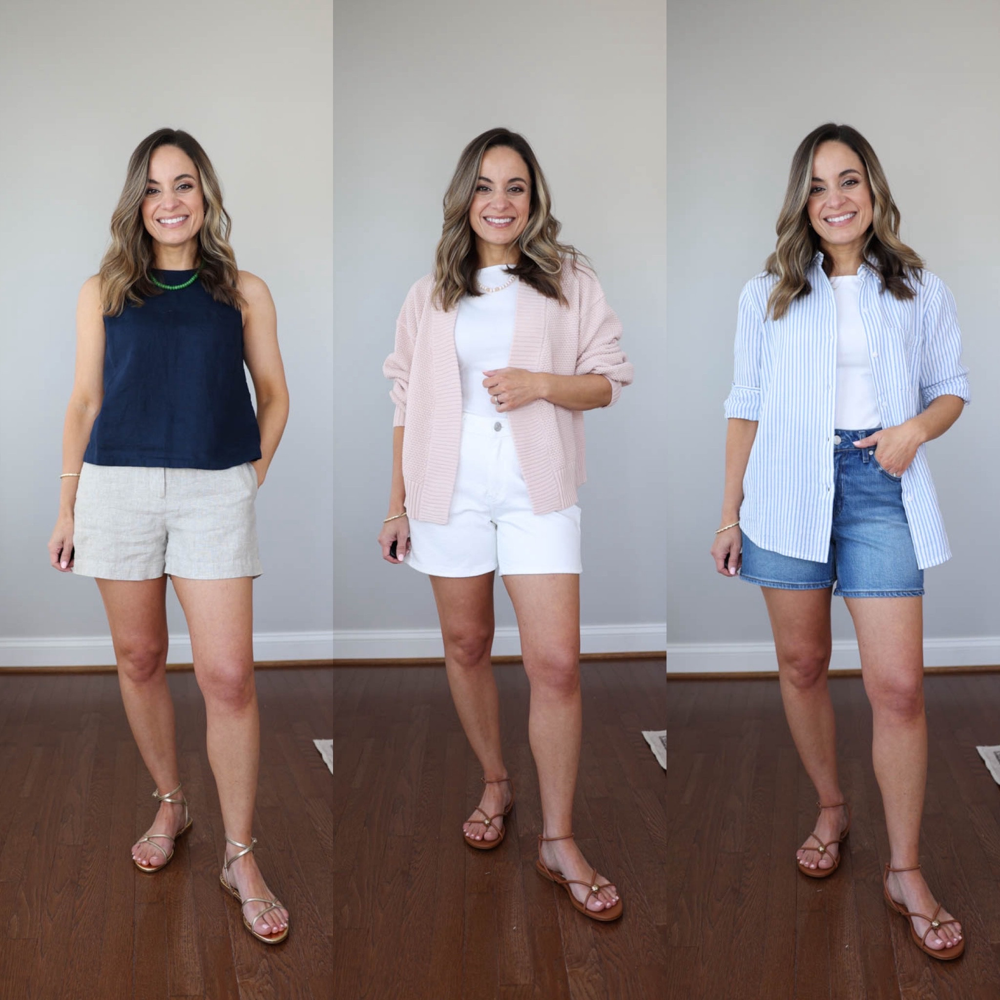 If you’re building a summer wardrobe and you’re focused on natural fibers, here are 10 items from @Quince to get you started. (Bonus, they’re all petite-friendly). #quincepartner 

100% European Linen Cropped Tank: XS in Navy
100% European Linen Trouser Shorts: 0 in Flax
100% European Linen Fitted Tank: XS in White
100% Organic Cotton Poplin Tiered Maxi Skirt: XS in Pale Custard Yellow
Bella Stretch Vintage Shorts: 24 in Atlantic Blue
Bella Stretch Vintage Shorts: 24 in Ghost White
100% Organic Cotton Gauze Long Sleeve Shirt: XS in Bayside Stripe
100% Organic Cotton Waffle Stitch Open Cardigan: XS in Shell Pink
100% Organic Cotton Poplin Smocked Midi Dress: XS in Romantic Stems