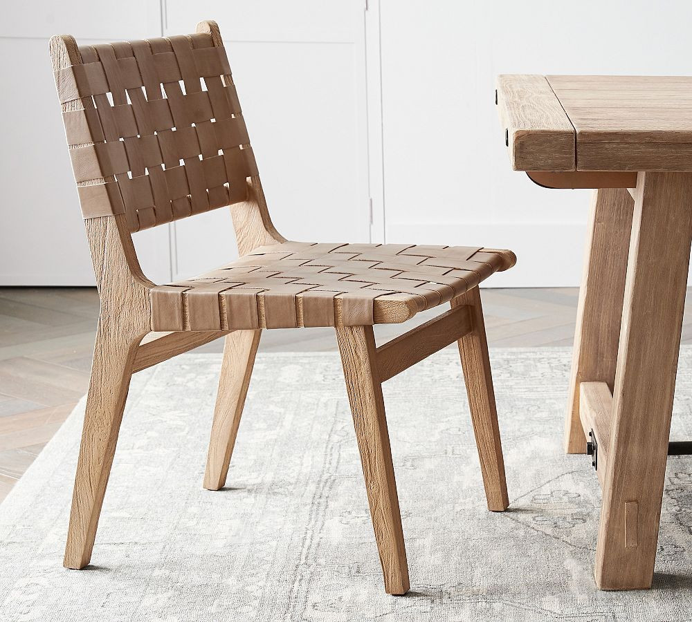 Fenton Woven Leather Dining Chair | Pottery Barn (US)