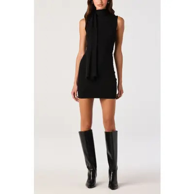 ASTR the Label Annie Minidress with Scarf Detail in Taupe at Nordstrom, Size Small | Nordstrom