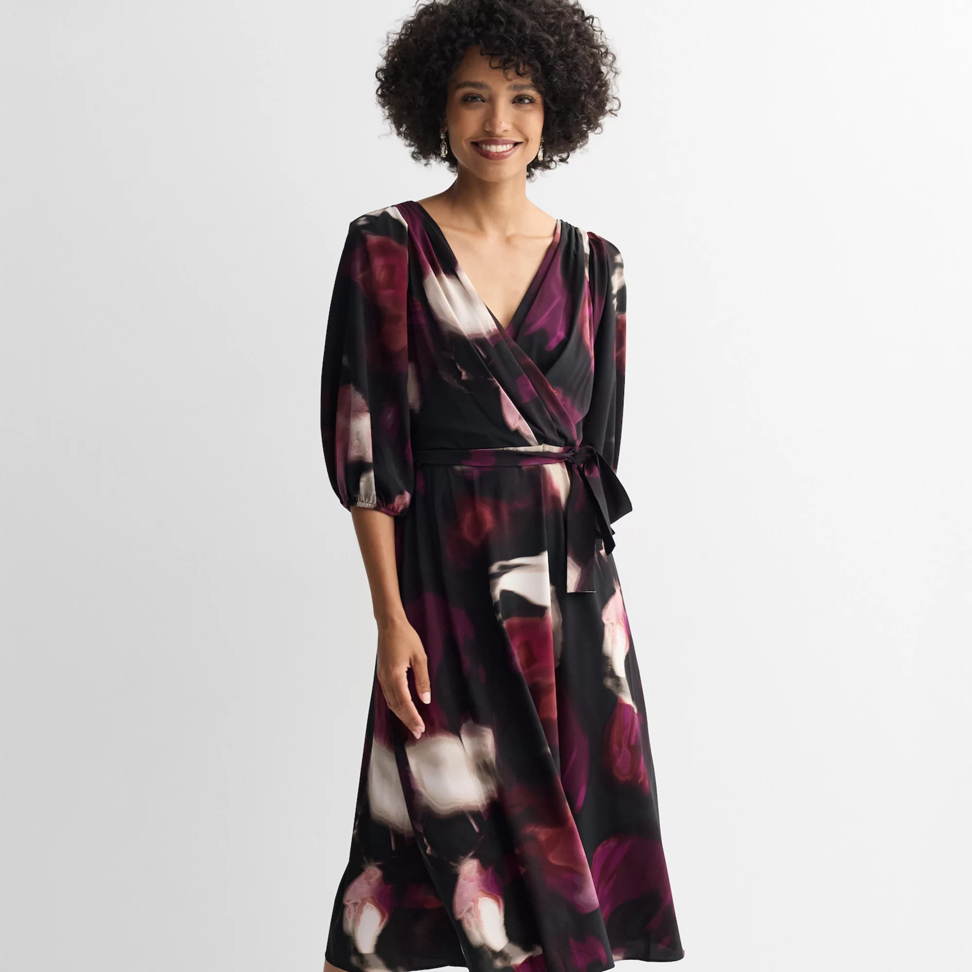 Women's Harper Rose Wrap Tie Balloon Sleeve Dress | Kohl's