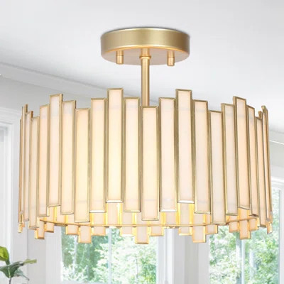 Atchison 12.5" W 3-Light Dimmable Drum Semi Flush Mount | Wayfair North America