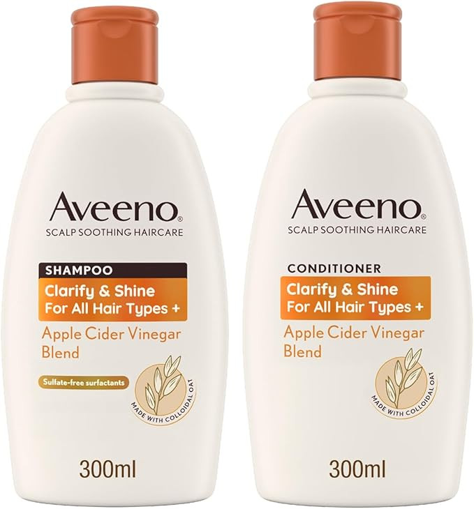 Bundle of Aveeno Clarify and Shine Apple Cider Vinegar Scalp Soothing Shampoo 300ml + Aveeno Clar... | Amazon (UK)