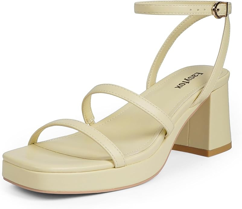 Platform Sandals for Women Open Toe Chunky Heels Two Strap 7cm/2.76" Platform Heels | Amazon (US)