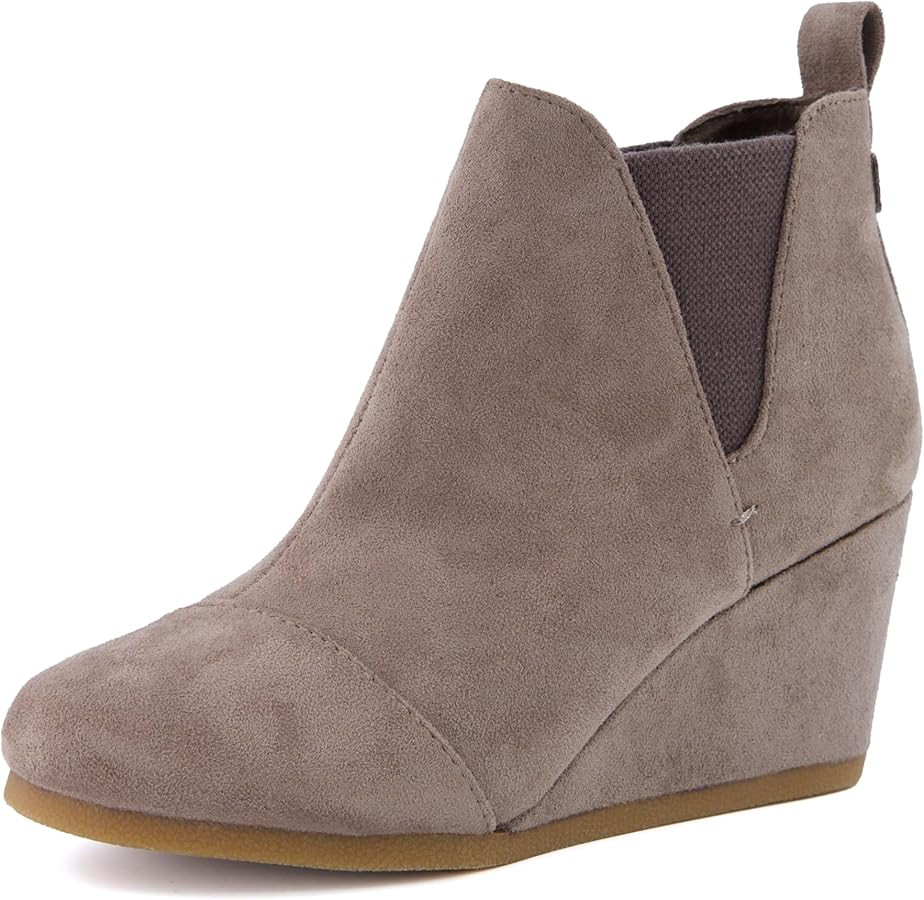 Dunes Women's Zoey Wedge Bootie, Soft Vegan Suede, Easy Slip-On Design, Memory Foam, Wide Widths ... | Amazon (US)