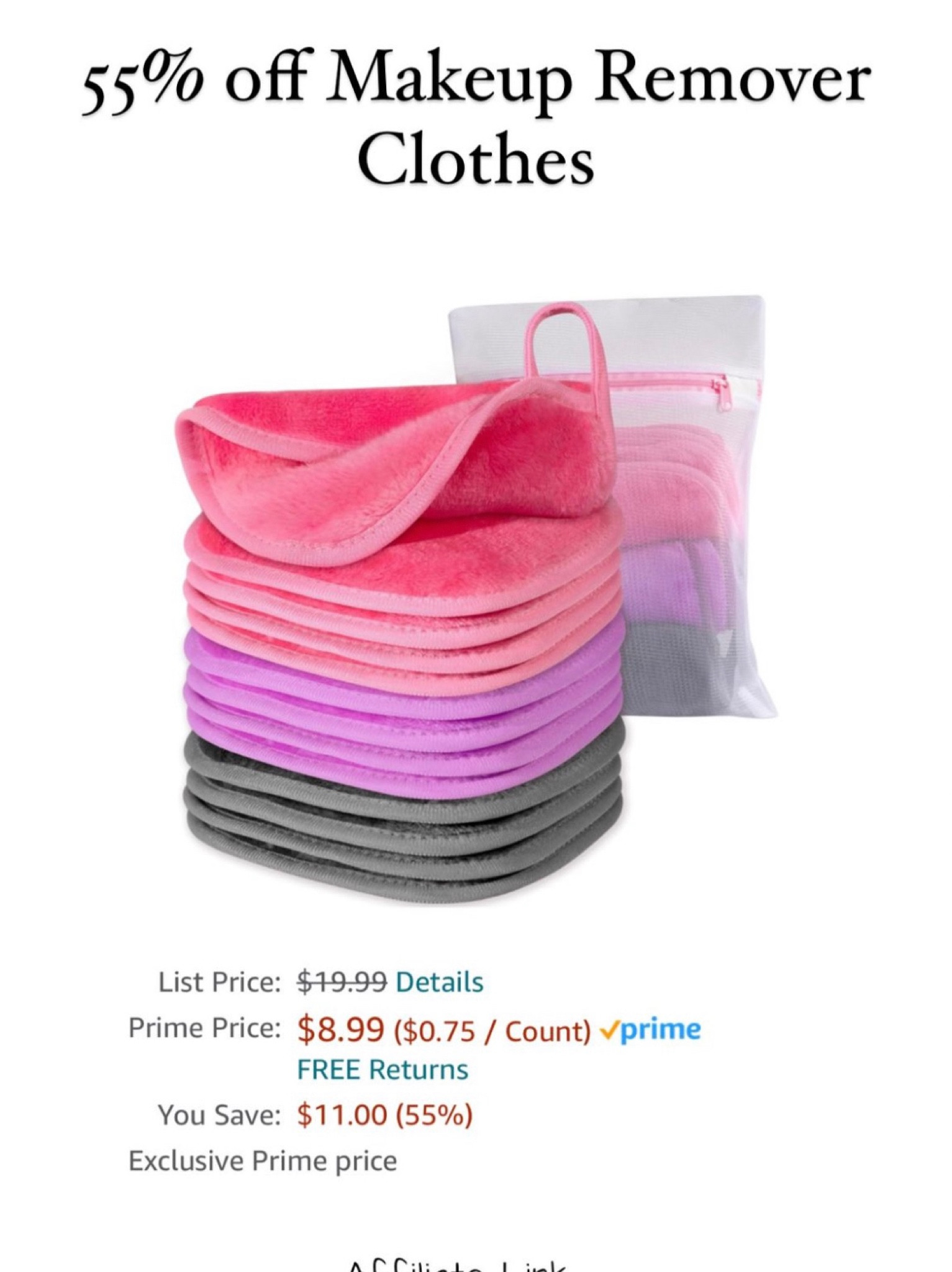 Over #halfoff makeup remover cloths .. this such a great #deal #amazonfind #under15

#LTKbeauty #LTKsalealert