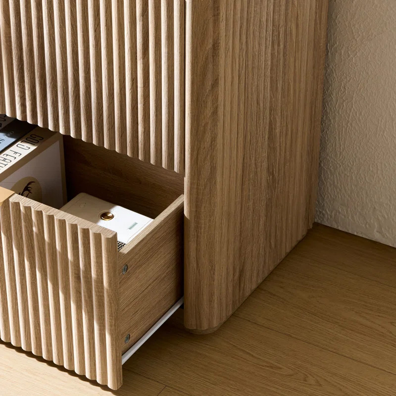 Nightstand with 2-Drawer, Wood Bedside Table with 1.97"-Thick Side Panels and Faux Marble Top | Wayfair North America