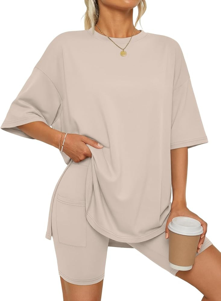 LILLUSORY Womens Lounge Sets Shorts 2 Piece Matching Pajamas Summer Outfits 2026 Casual Oversized... | Amazon (US)