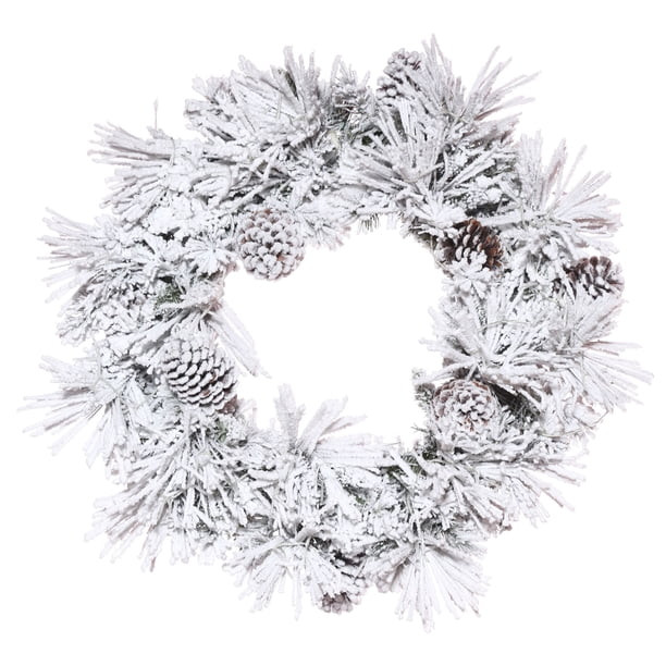 Vickerman Flocked Atka Pine PVC Wreath, 24" (White) - Walmart.com | Walmart (US)