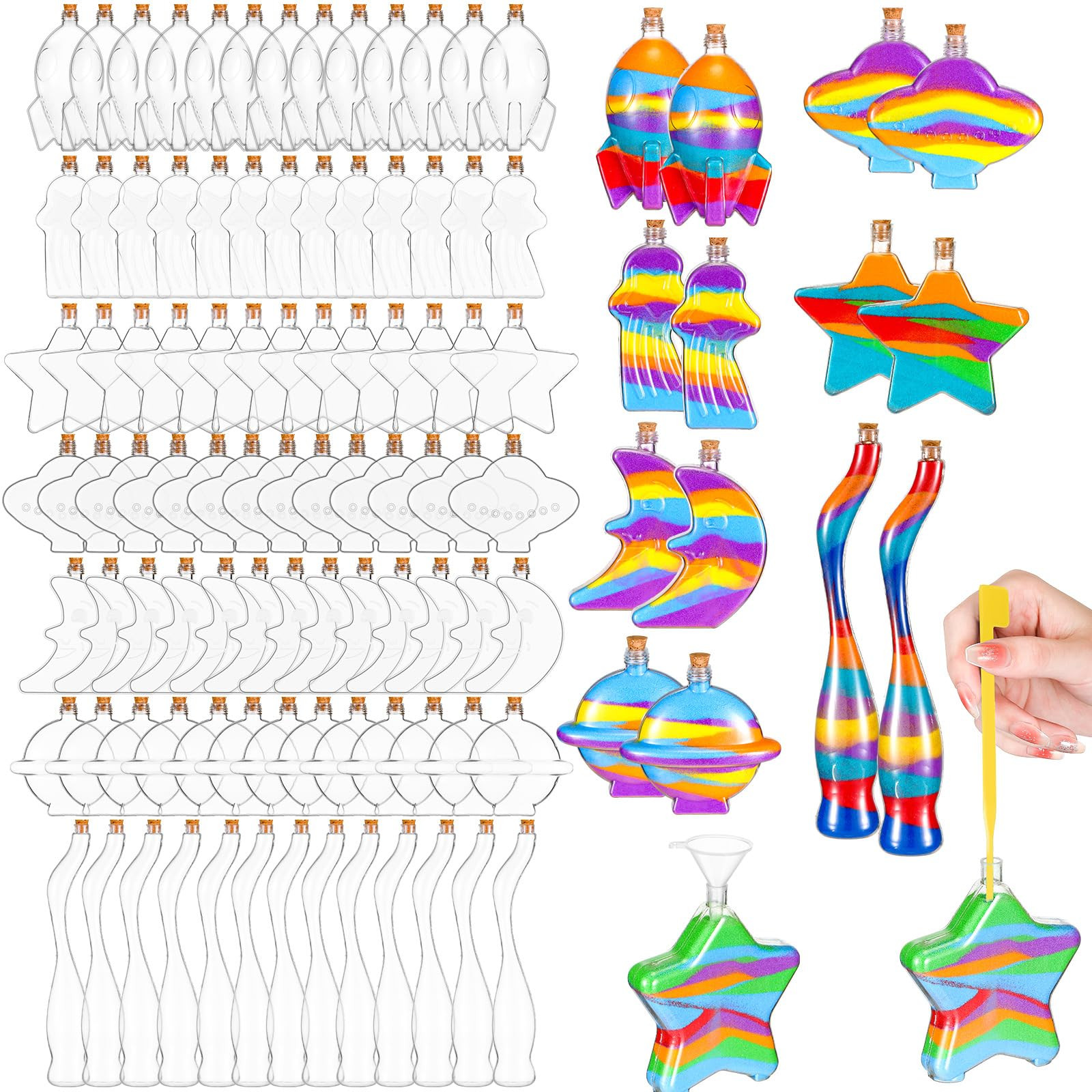 Tanlade 20 Pcs Plastic Sand Art Bottles with Cork Stoppers for Kids 8 Styles Sand Art Containers ... | Amazon (US)