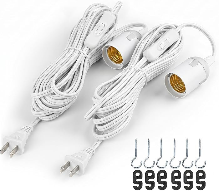 JACKYLED Extension Hanging Lantern Cord Cable 2-Pack 20ft UL     360W with E26 E27 Socket On/Off ... | Amazon (US)