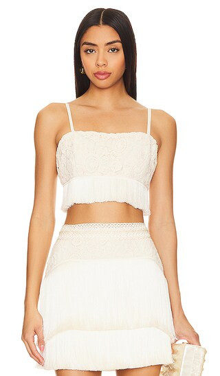 Fringe Cropped Top in Wheat | Revolve Clothing (Global)