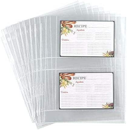 Samsill Recipe Card Page Protectors for 8.5 x 11 Recipe Binder, 4 x 6 Pockets, 2 Pockets, 50 Coun... | Amazon (US)