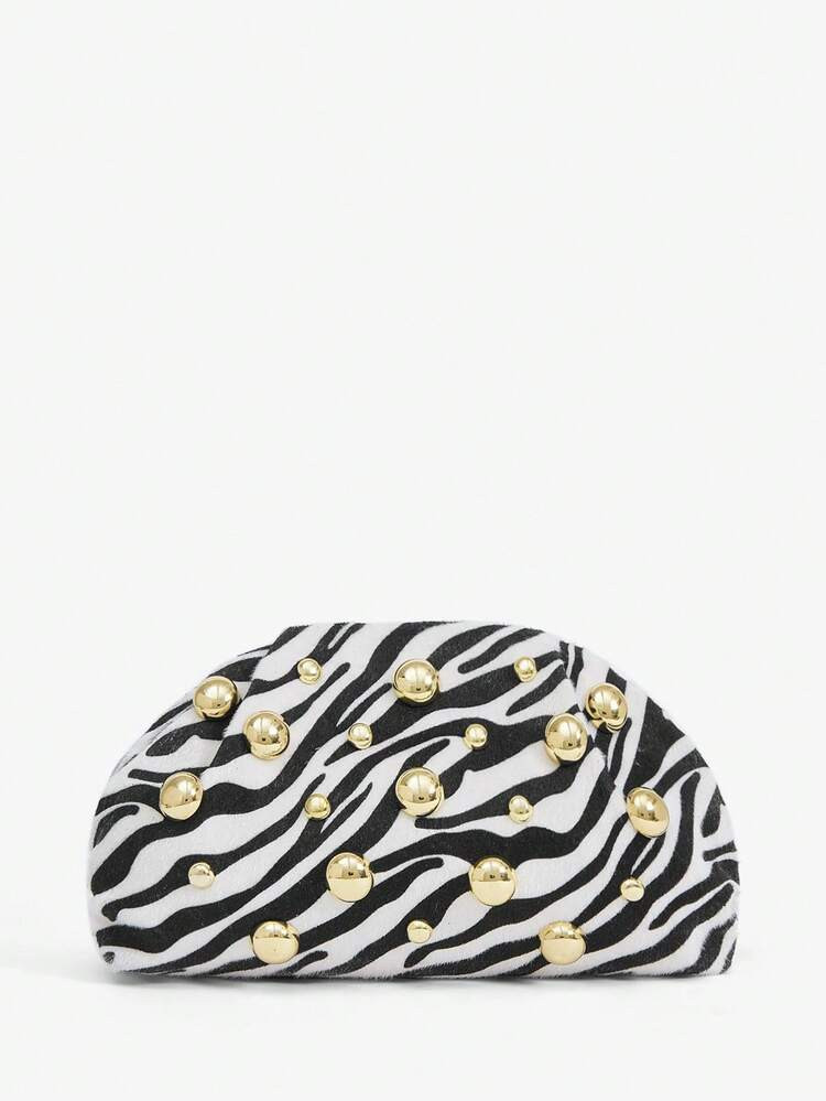 SHEIN SXY Ladies, Women Clutchs, Black And White Zebra Print,Animal Print, Fashionable, Elegant, ... | SHEIN