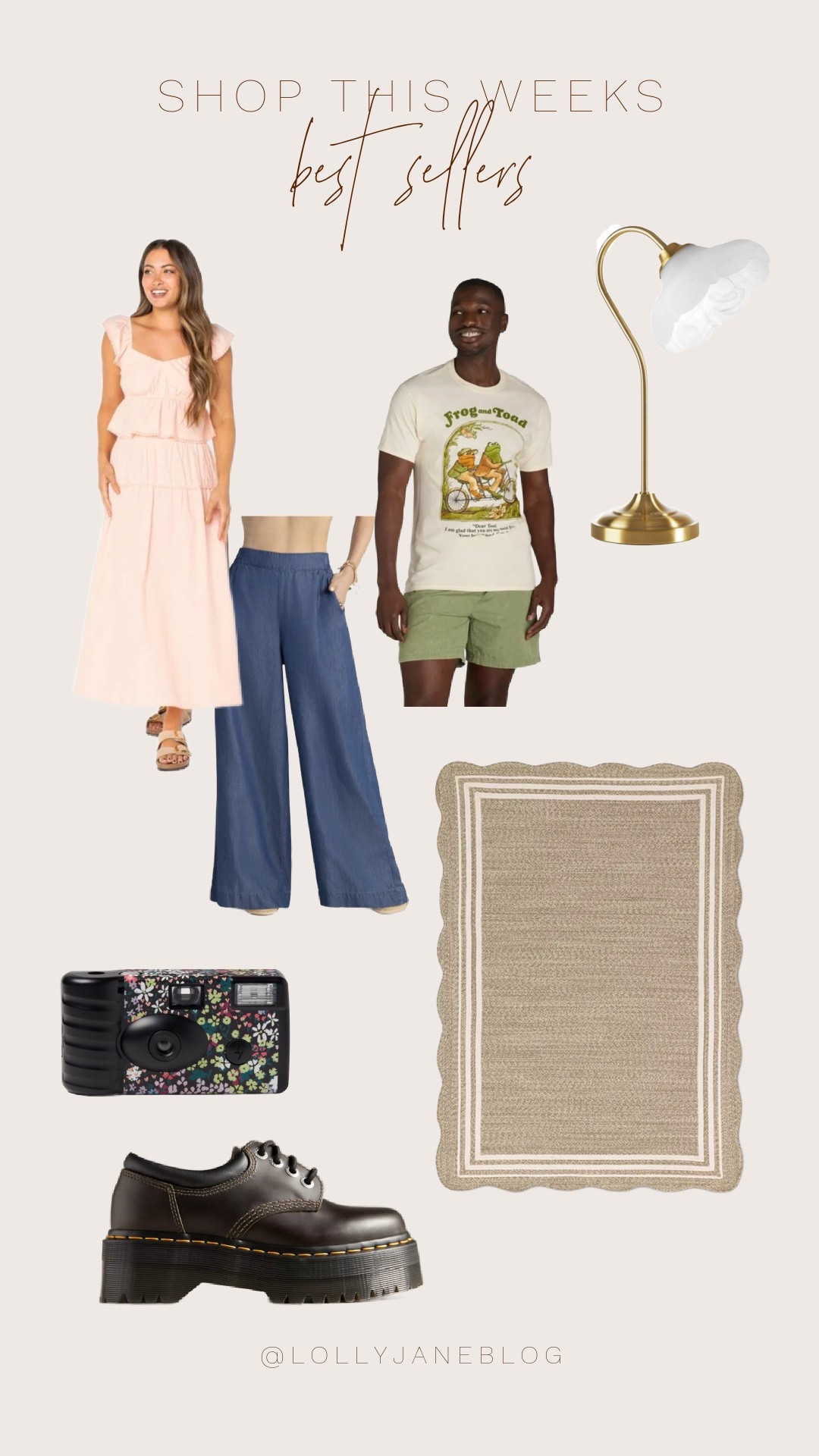 Shop this weeks best sellers! 🤎

These best sellers from the LTK app are having a serious moment—think Jessica Simpson’s effortlessly cool pieces, Walmart graphic tees that punch way above their price tag, and the cutest scalloped lamp and rug that instantly cozy up a space. Add in platform Dr. Martens and a digital camera for those candid vibes, and it's easy to see why everyone’s obsessed.

#LTKStyleTip #LTKBeauty #LTKHome