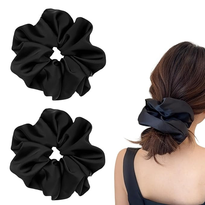 2 Pieces Jumbo Satin Silk Scrunchies for Women 7.5 Inches Large Oversize Scrunchies For Thick Hai... | Amazon (US)