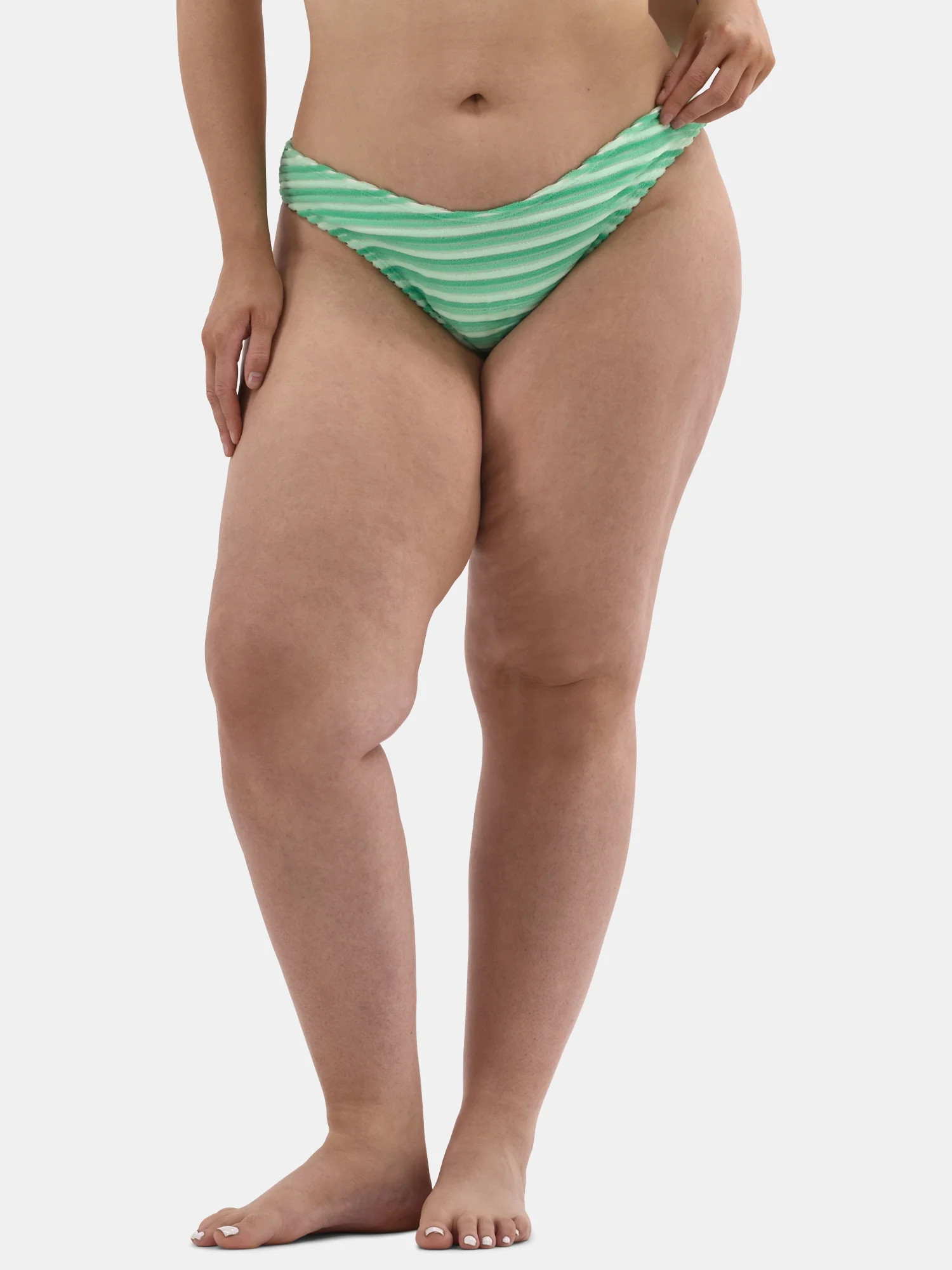 No Boundaries Women's and Women's Plus Terry Stripe High Leg Swim Bottoms, Sizes XXS-XXL | Walmart (US)