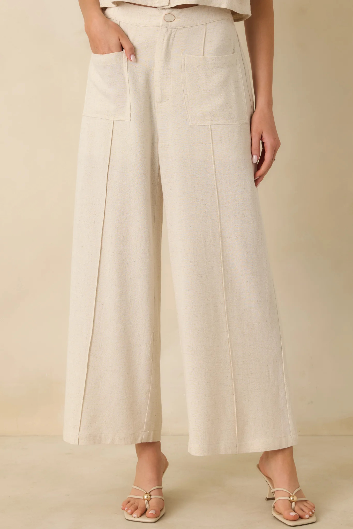 Met Your Match Natural Linen-Blend Wide Leg Pants | Red Dress