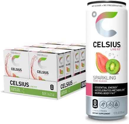 CELSIUS Essential Energy Drink 12 Fl Oz, Sparkling Kiwi Guava (Pack of 24) | Amazon (US)