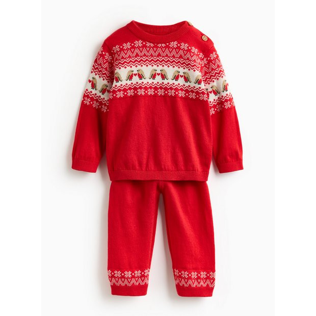 Matching Family Christmas Red Fairisle Knitted Set 3-6 months | Tu Clothing