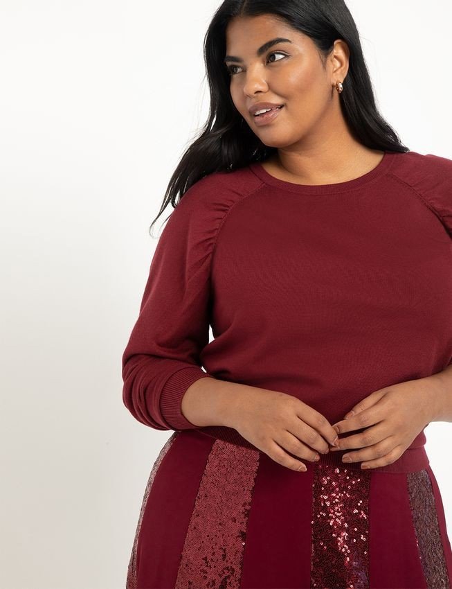 Gathered Raglan Sleeve Sweater | Eloquii