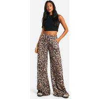boohoo Women's Tall Animal Print Wide Leg Trouser in Leopard | Size: 16 | Boohoo.com (UK & IE)